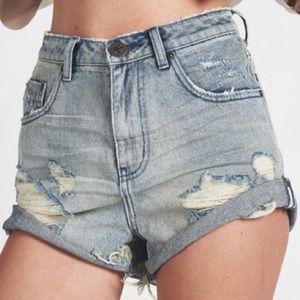 One Teaspoon high waisted bandit denim shorts